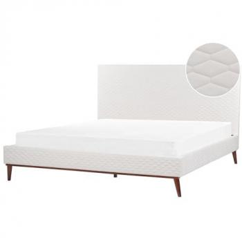 Honeycomb Quilted Off-White Velvet Super King Size Bed Frame 6ft