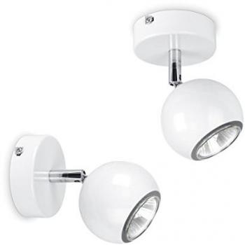 Sleek White Eyeball Wall Light Pair