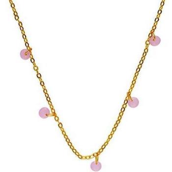 Córdoba Joyas | Gargantilla de Acero con baño de Oro y Piedra Rosa de Francia Charm Gold