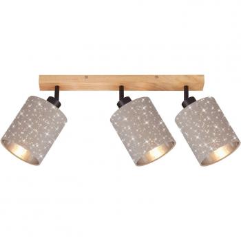 Briloner Plafoneira faretto 3xE27 25W taupe metallo-legno-tessuto