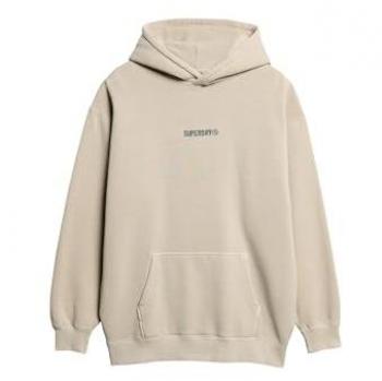 Sudadera con capucha suelta Superdry Micro Logo Graphic Beige Claro S