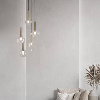 Zavěsné LED světlo NOVA LUCE AMELIA zlaté/čirého skla, 5x5 W, G9, 230 
