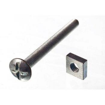 Cross Head Roofing Bolt 6MM M6 60MM BZP with Square Nuts