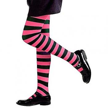 70 Den Rosa & Schwarz Muster-Stocking, Widmann 01226