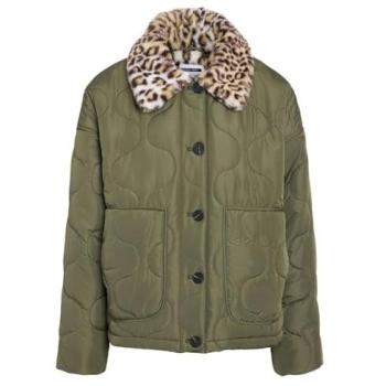 Veste Noisy May avec col léopard en fausse fourrure