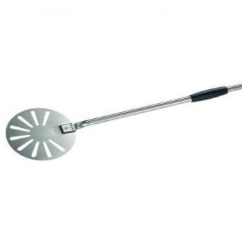 Palettino pizza forato in acciaio inox tondo 20 cm manico 120 cm Made in Italy