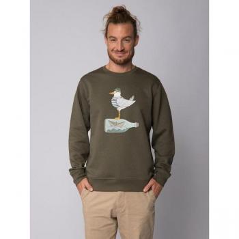 Watapparel Felpa Unisex Möwe con Cappuccio Cachi/Bianco Sfumato