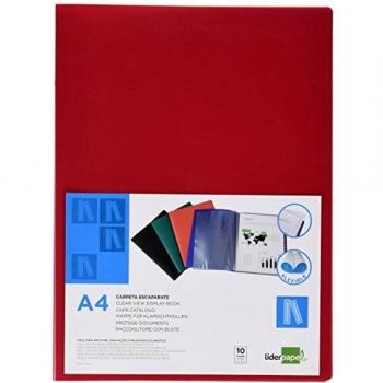 Carpeta liderpapel escaparate 37900 10 fundas polipropileno din a4 roja 23025-CJ01