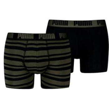PUMA Boxershorts “Men EveryDay” – 2er Packung, XL, gestreiftes Grün mit Schwarz