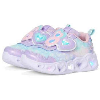 Skechers Heart Lights Lovin Reflection in Lavanda/Rosa Chiaro, taglia 21