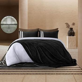 WAVVE Super Soft Fleece Bed Throw Ash Black 230x270