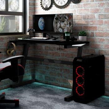 Z Shape LED Gaming Desk Black 90x60x75 cm