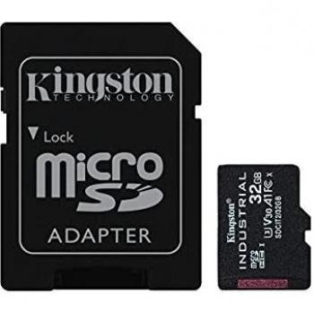 Kingston microSDHC Industrial pSLC (microSDHC, 32 GB, U3, UHS-I), Speicherkarte, Schwarz