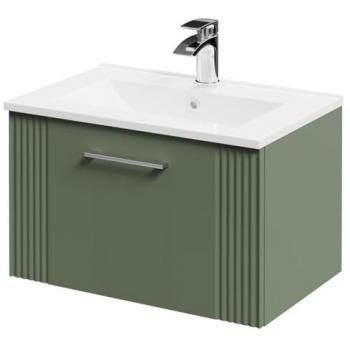 Minimalist Satin Green Vanity Unit with Single Drawer