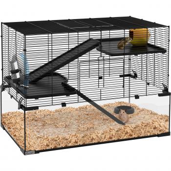 Teco 3-Tier Hamster Habitat with Non-Slip Ramps, Platforms, and Spinning Exercise Wheel