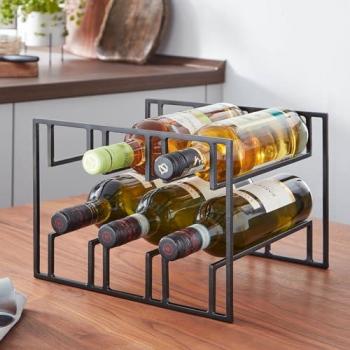 Schwarzes Weinregal für 6 Flaschen, 29 x 25 x 21 cm