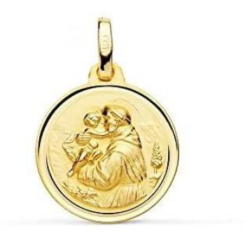 Medalla de San Antonio en oro 18k unisex 16 mm