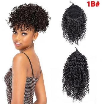 Leeons – queue de cheval Afro, extensions capillaires synthétiques, crépue et bouclée, 5 couleurs, noir naturel, pour femmes