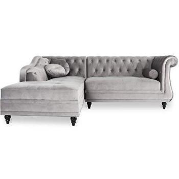 Canapé d'angle gauche Empire Velours style Chesterfield