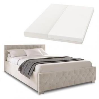 Polsterbett Nizza 140x200 cm mit Matratze, Stauraum & LED Beleuchtung