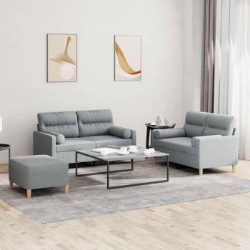 VidaXL Light Grey 3-Piece Sofa Set with Cushions