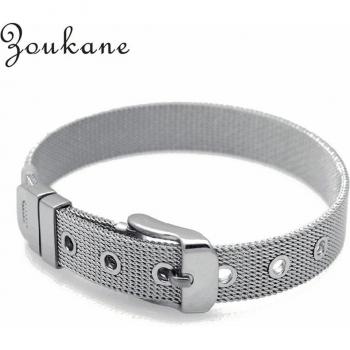 Pulsera de malla de acero inoxidable con dije deslizante 8mm