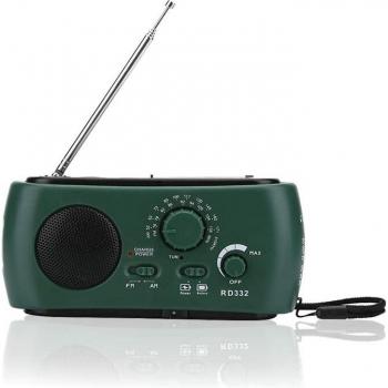 4-Way Emergency Radio with Battery, USB, and Flashlight