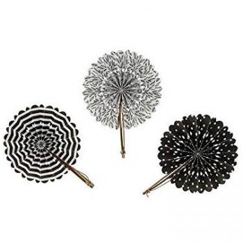 Coffret 6 éventails en papier noir & blanc