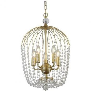 Lampada a sospensione per doccia Searchlight, oro/chiaro, vetro cristallo, E14, Ø 36 cm