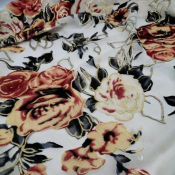 Burn-out Velvet Pile Flocked Fabric 1 Yard for Wedding Dresses 114cm Wide