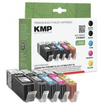KMP 5er Tintenpatronen Set für Canon PGI-570XL PGBK und CLI-571XL