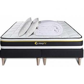 Sommier et Matelas 90x200 + 180x200 + 2 oreillers mémoire de forme + Couette Percale