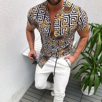Henley Homme Éthnique Manches Courtes