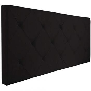 Lit double avec têtes de lit capitonnées en PVC noir et rembourrage Eva 160 cm