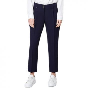 Petite Navy Smart Tapered Leg Trousers