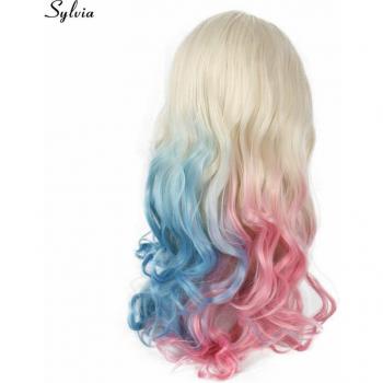 Sylvia Half Blue Half Pink Ombre Wig