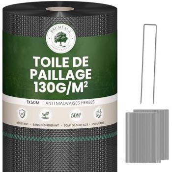 Lot de Paillage 50m 130g/m² avec 100 Sardines de Fixation