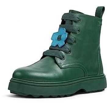 Botas verdes de piel para niña con cordones Camper