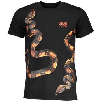 Black Cotton T-Shirt with Print Logo