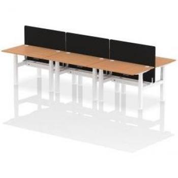 Air 6‑Pax Adjustable Bench Desk – 1200 × 800 mm, Oak Top with Cable Ports