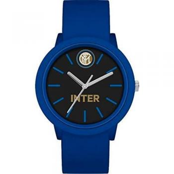 Orologio da Polso Al Quarzo FC Internazionale New Gent Quadrante 39mm Nero Cinturino PVC Blu Prodotto Ufficiale Lowell Italy