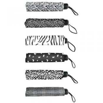 Paraguas compacto para mujer estampado negro 54/8 Ø 94 cm
