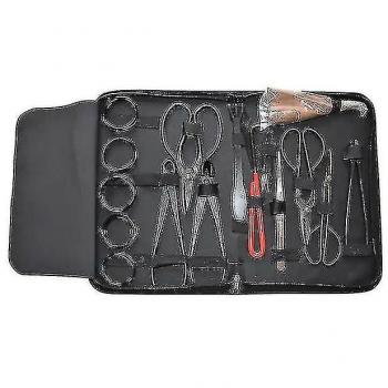 Pack d’Outils Bonsai 16 pièces – Coupe, Ciseaux, Étui en Nylon