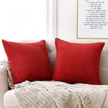 Deconovo Set of 2 Super Soft Corduroy Christmas Cushion Covers