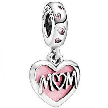 Pandora Ciondolo A Cuore Mamma in Argento Sterling con Dettagli Rosa 798887C01