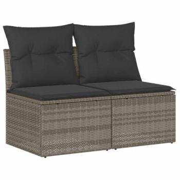 VidaXL Garden Sofa Set 4 Pieces Light Grey Poly Rattan Acacia