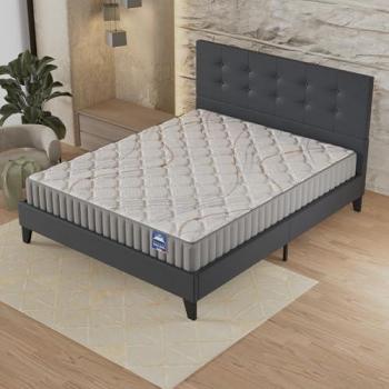 Ensemble matelas et lit (160x200cm) Sirius en latex naturel 22 cm + Sommier à lattes, Tête de lit noire