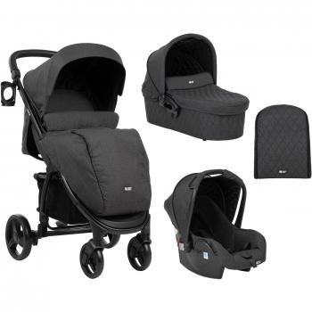 Passeggino 3 in 1 Madrid Nero Melange pieghevole