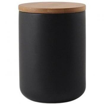 Ceramic Storage Canisters with Bamboo Lids for Spices and Coffee
