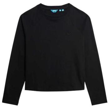 Superdry Women's Black Long Sleeve T-Shirt, Essential Logo, XL
